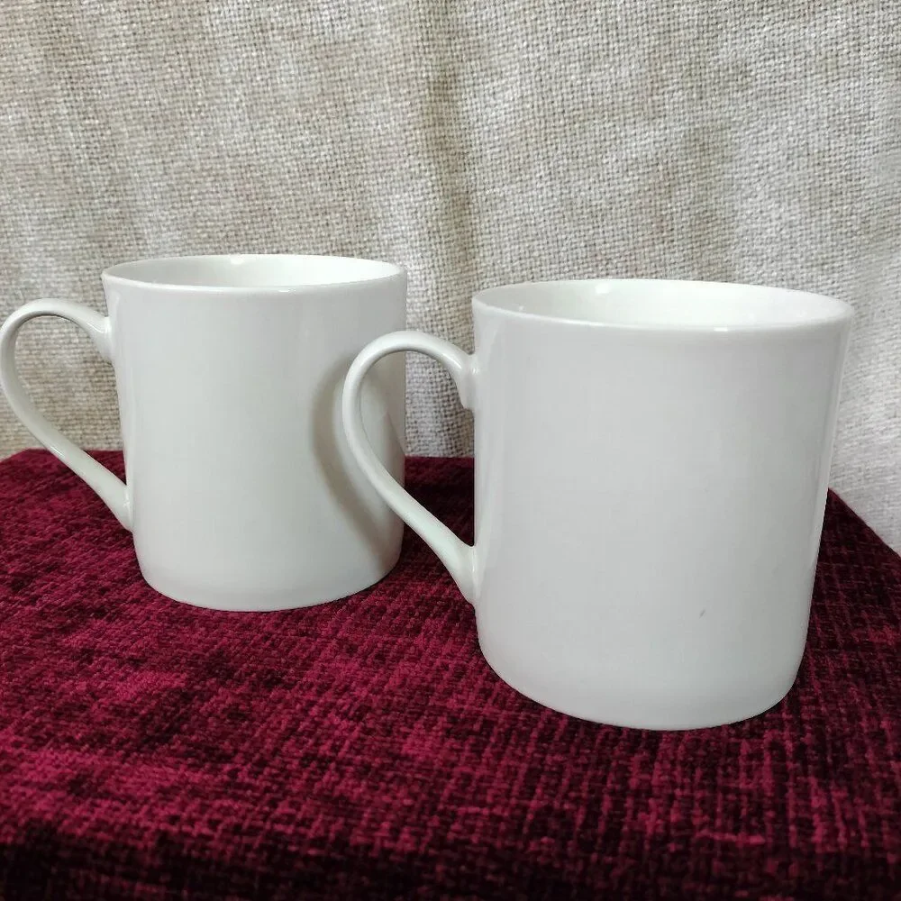 Set of 2 Pier 1 Imports White Porcelain Coffee Mugs New Essential Classic
